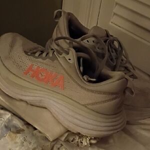 Hoka Women's Cream and Coral Athletic Shoes